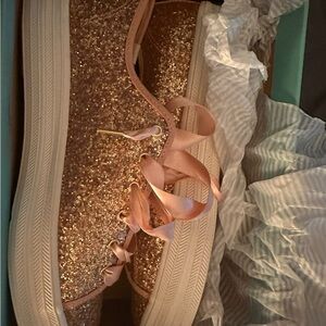 Kate Spade Glittery Rose Gold Sneakers